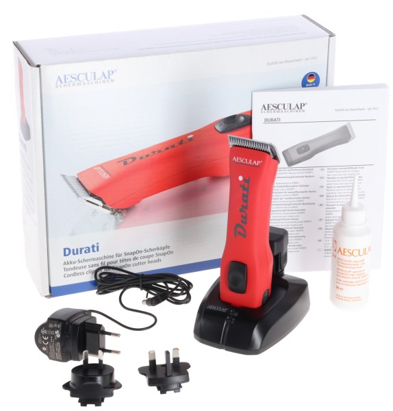 Tondeuse à cheveux Aesculap Durati GT-436-SR rouge avec batterie et lame GT 330 de 1,5 mm