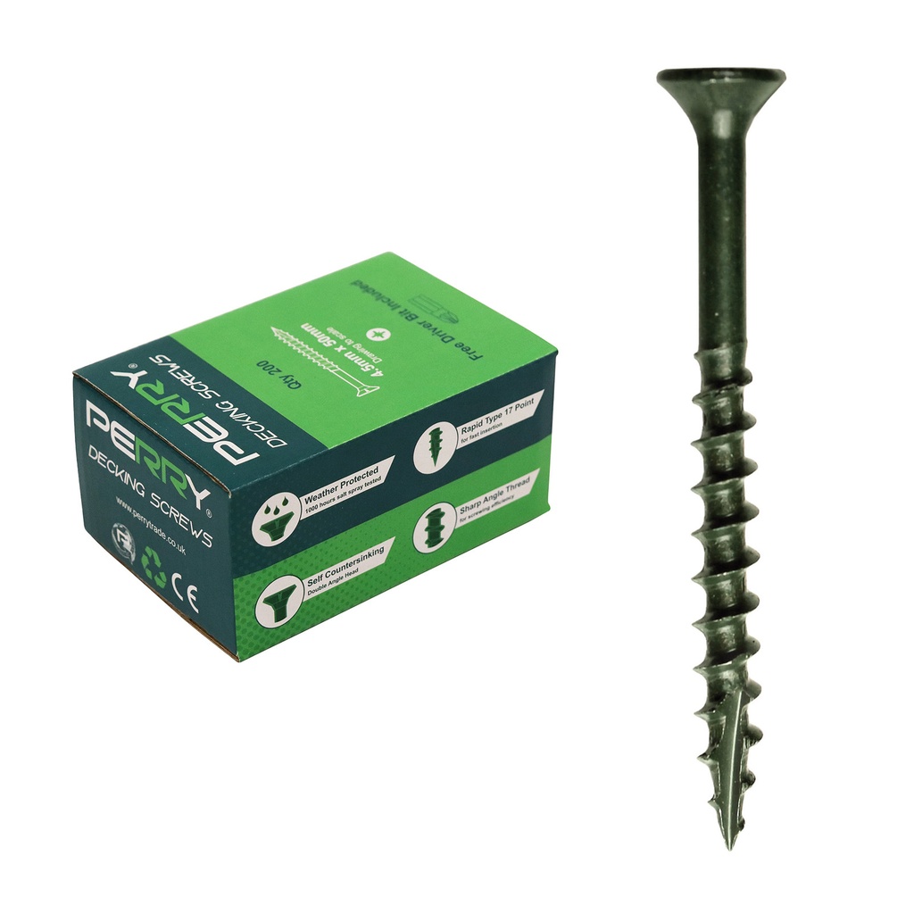 Premium Houtschroeven voor isolatoren  4.5mm x 50 mm 200st incl bit