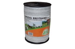 [10211] Electric fence tape 'Spezial' 20mmx200m / 4x0.20mm + 2x0.30mm white Göbel